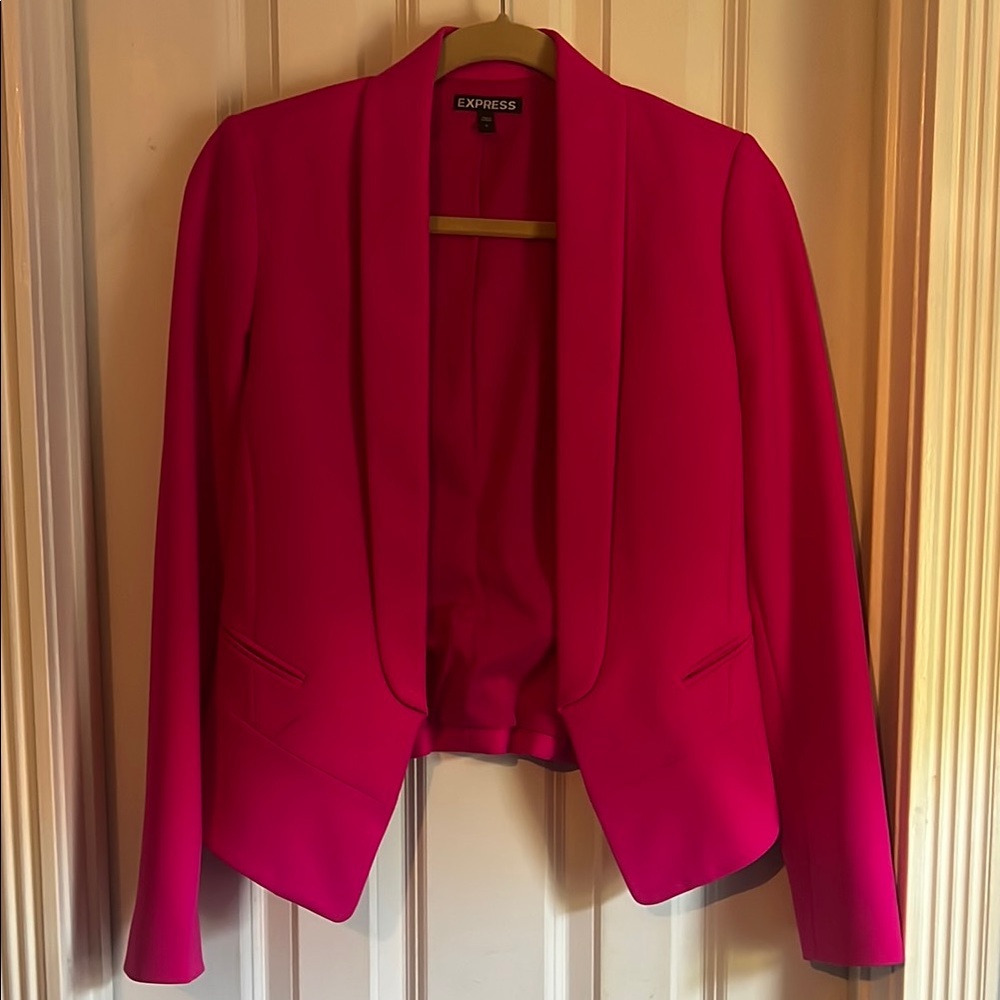 Express Pink Blazer Asymmetrical Open Front.